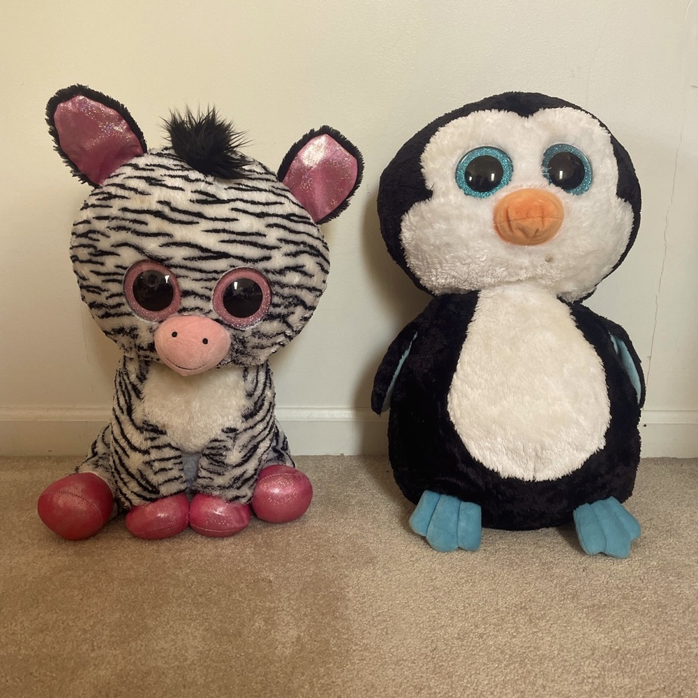 Ty Beanie Boo: Waddles the Penguin & IZZY the Zebra Plush Toy Set